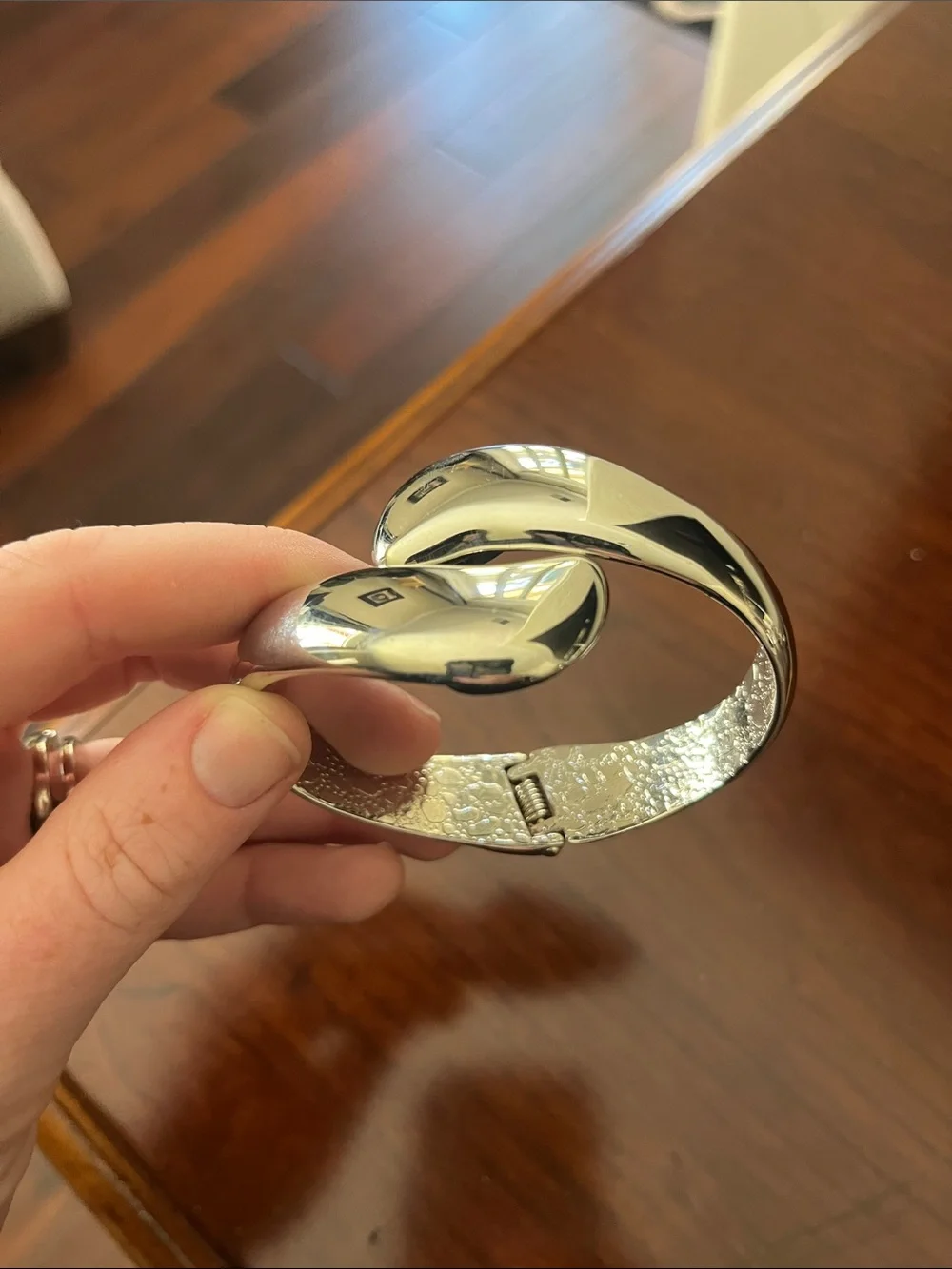 Set of 2 FUMI Silver Snake Cuff Bracelet with Black Textured Inlay